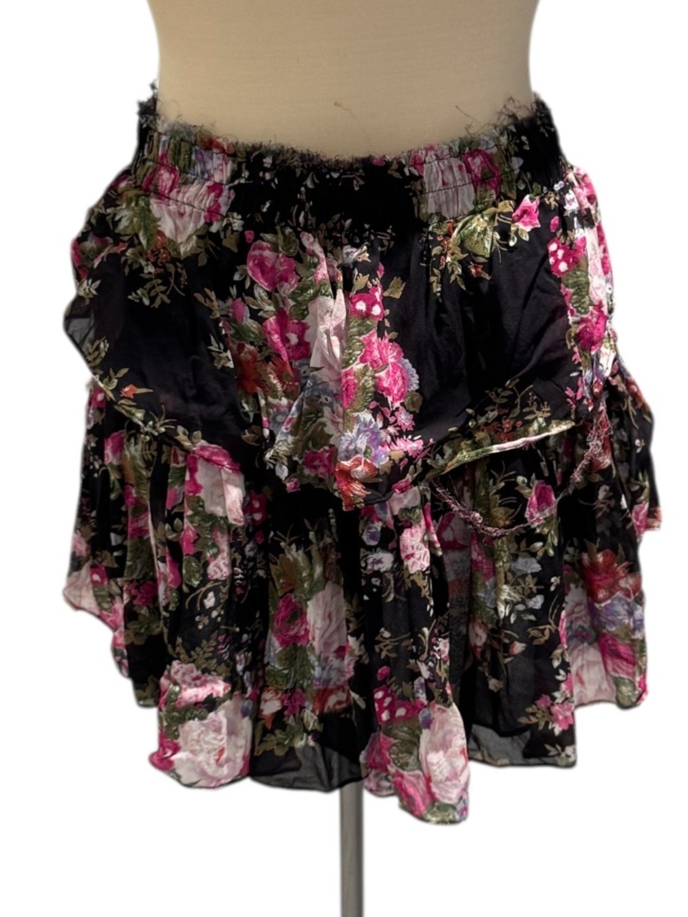 LOVESHACKFANCY black & pink layered mini skirt - size M